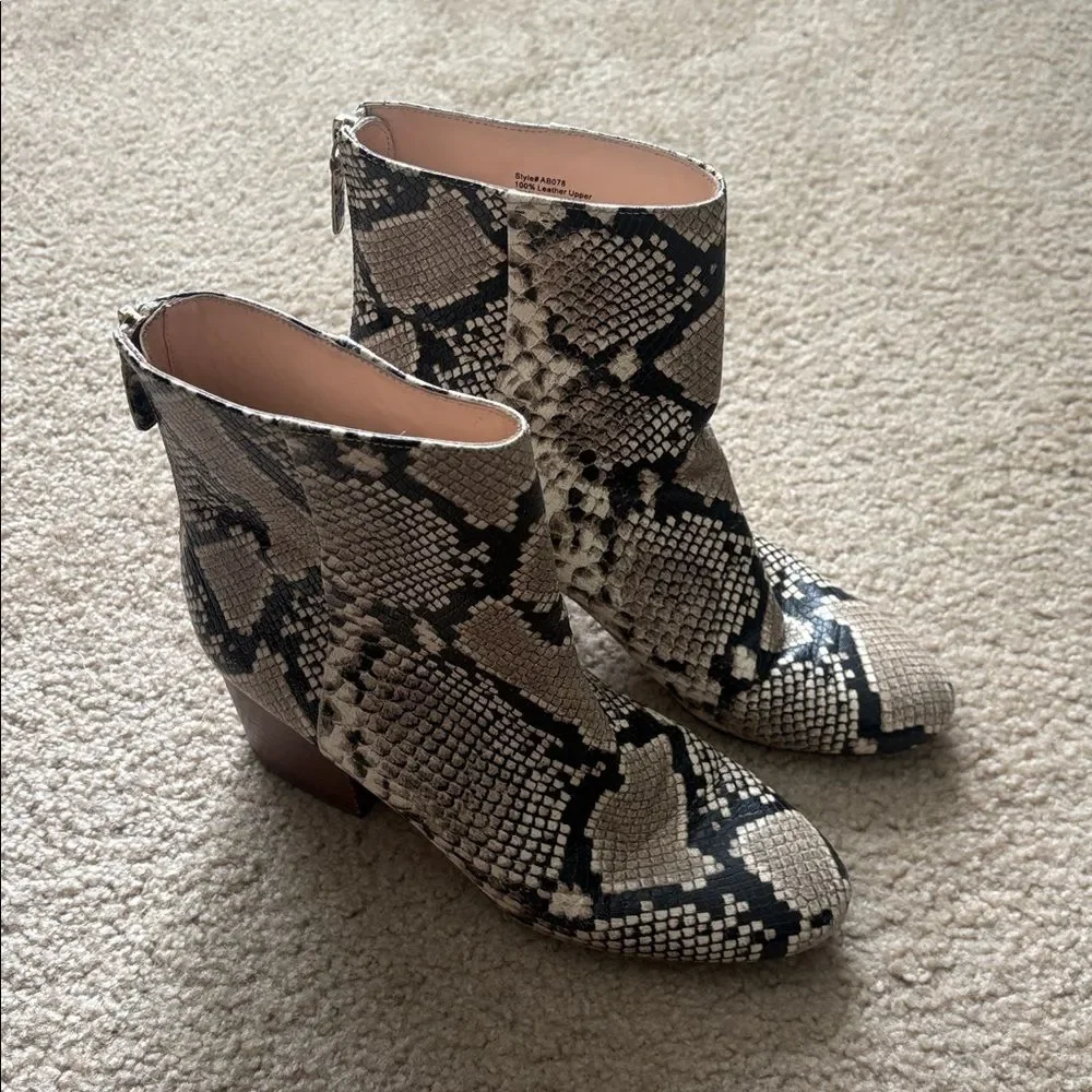 J. Crew Sadie Boots in Snake-Embossed Leather Sz 9.5